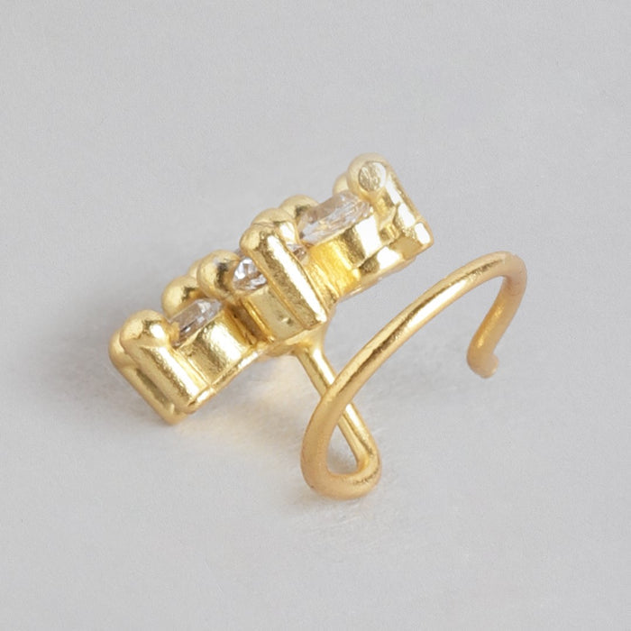 Golden Blossom CZ 925 Sterling Silver Flower Nosepin