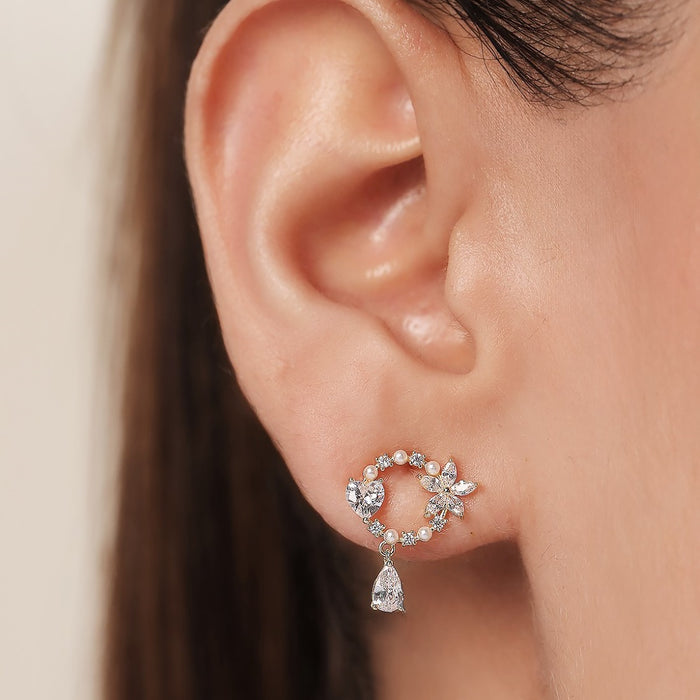 Golden Blossoms 925 Sterling Silver Gold-Plated Flower Earrings