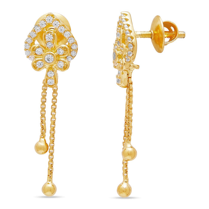 Golden Blossoms 925 Sterling Silver Gold-Plated Flower Earrings