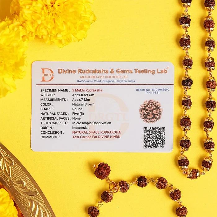 Golden Cap Rudraksha Necklace & Bracelet Combo - view 4