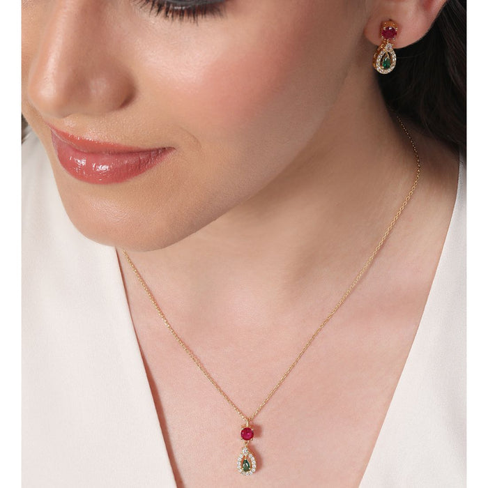 Golden Cascade 925 Sterling Silver Gold-Plated Jewelry Set