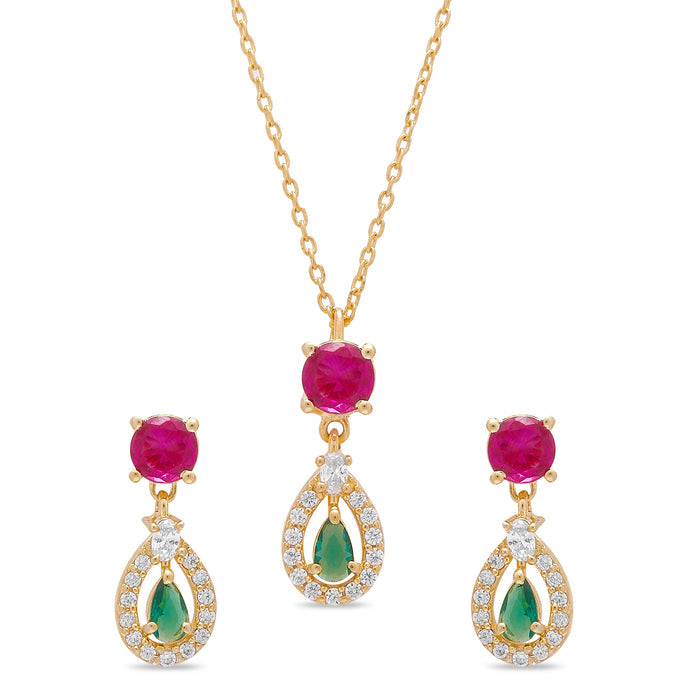 Golden Cascade 925 Sterling Silver Gold-Plated Jewelry Set