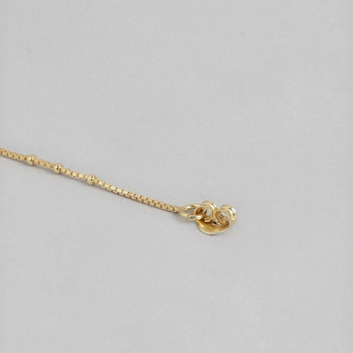 Golden Cascade 925 Sterling Silver Stud Earrings with Drop Chain Look