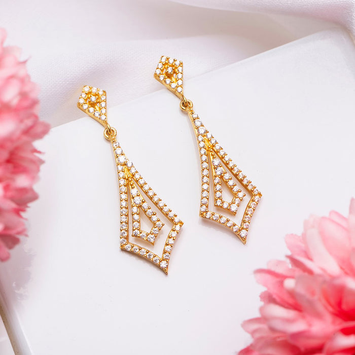 Golden Cascade Brilliance 925 Sterling Silver Gold-Plated Earrings