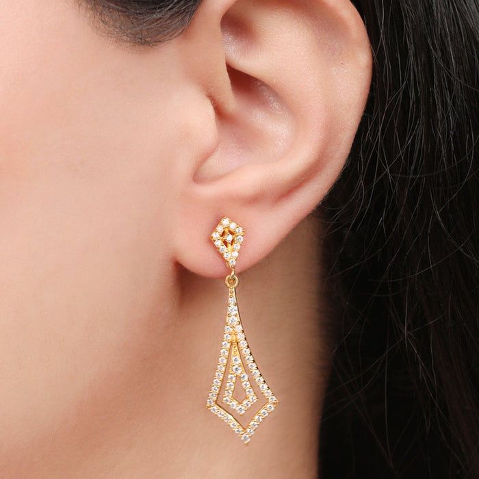 Golden Cascade Brilliance 925 Sterling Silver Gold-Plated Earrings