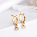 Golden Cascade CZ Gold Plated 925 Sterling Silver Dangle Hoop Earrings