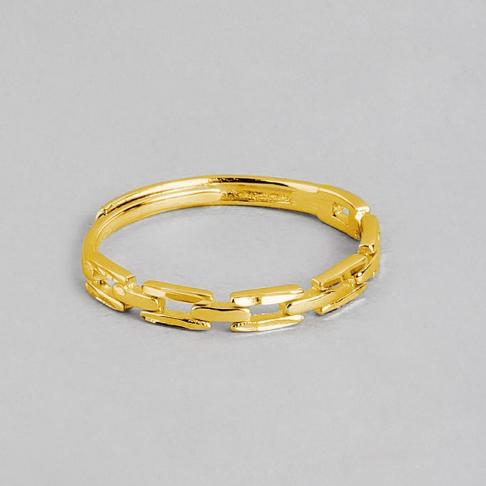 Golden Chains 925 Sterling Silver Gold-Plated Chain Look Ring (Adjustable)