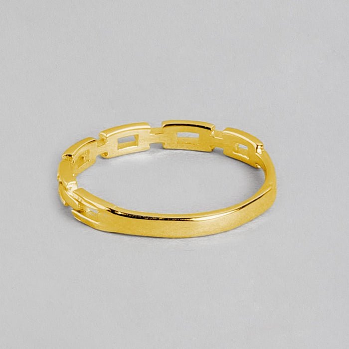 Golden Chains 925 Sterling Silver Gold-Plated Chain Look Ring (Adjustable)
