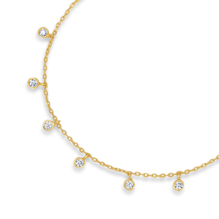 Golden Charmed Elegance CZ 925 Sterling Silver Charm Bracelet