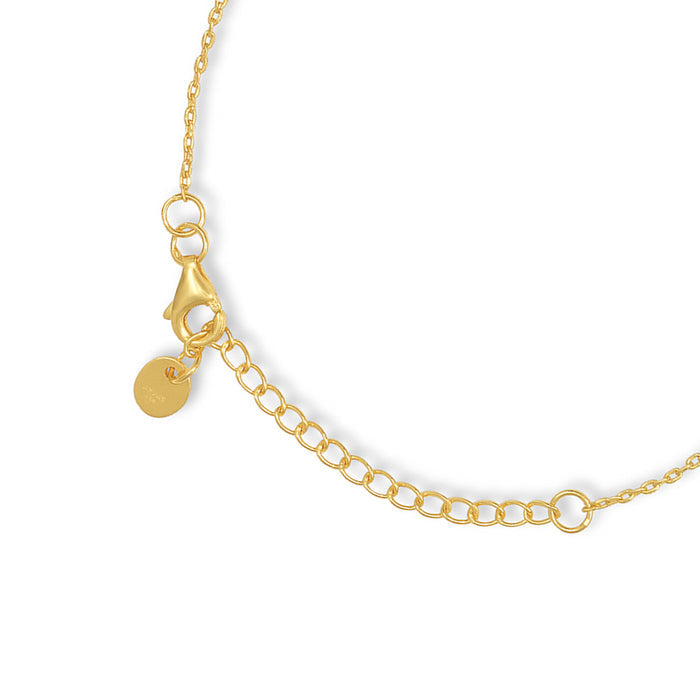 Golden Charmed Elegance CZ 925 Sterling Silver Charm Bracelet