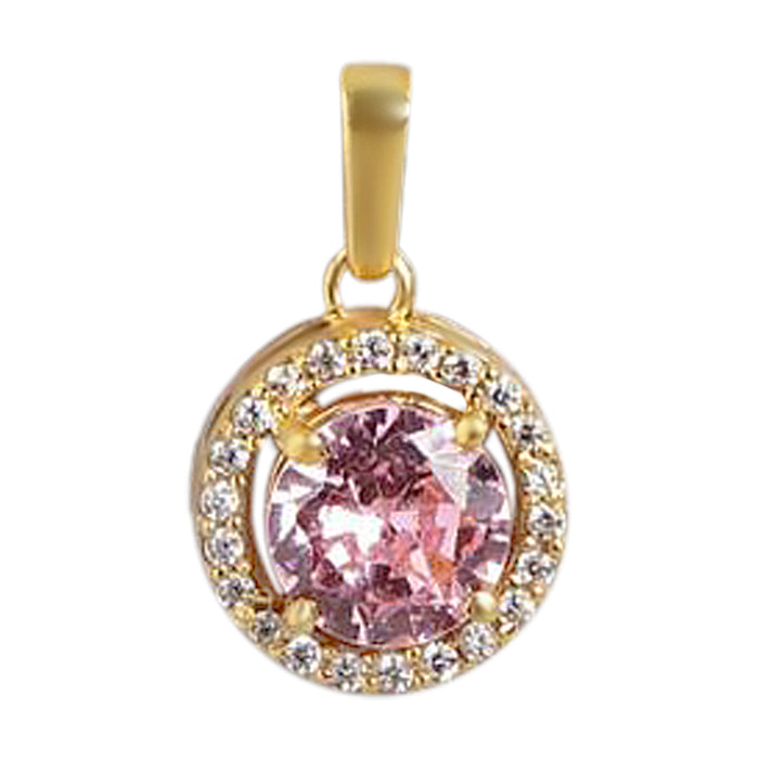Golden Circle Radiance CZ Gemstone 925 Sterling Silver Pendant with Chain