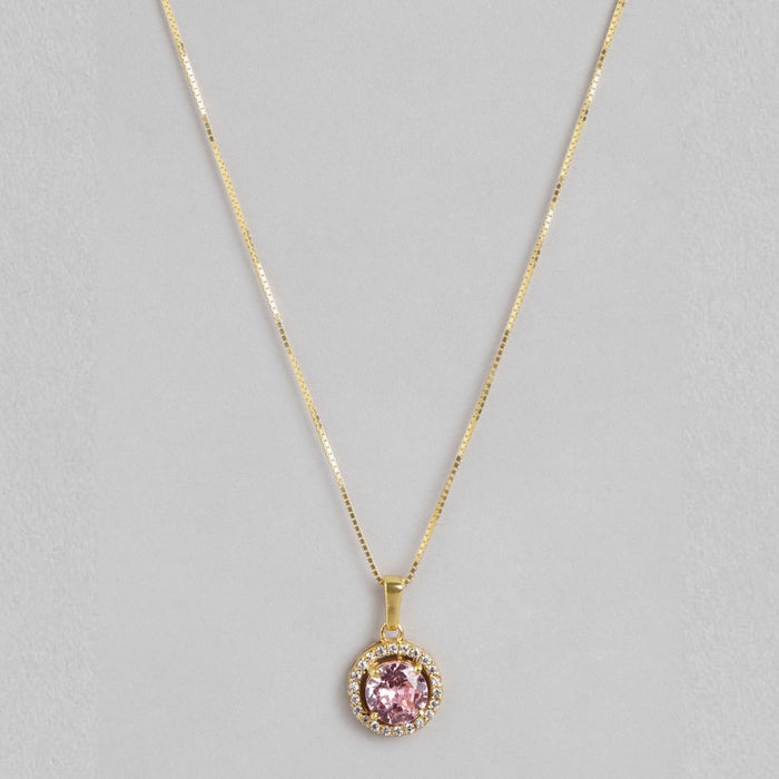 Golden Circle Radiance CZ Gemstone 925 Sterling Silver Pendant with Chain