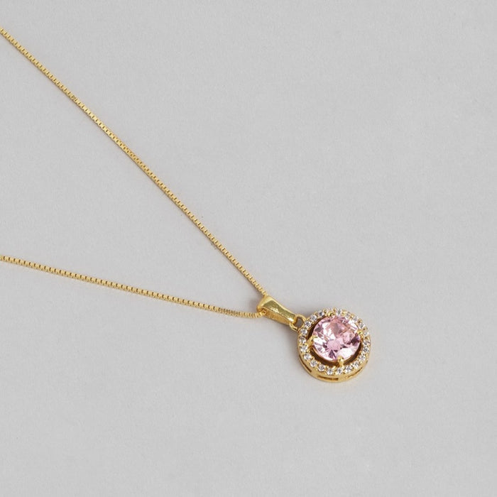 Golden Circle Radiance CZ Gemstone 925 Sterling Silver Pendant with Chain