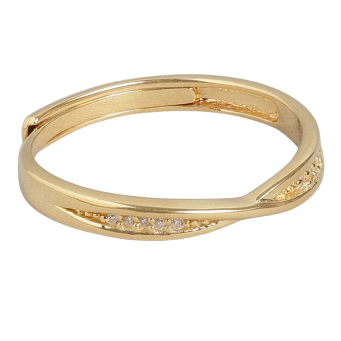 Golden Crossroads Gold Plated 925 Sterling Silver Cross Ring (Adjustable)