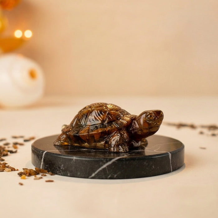 Golden Drishti Tiger Eye Turtle - Wealth & Protection