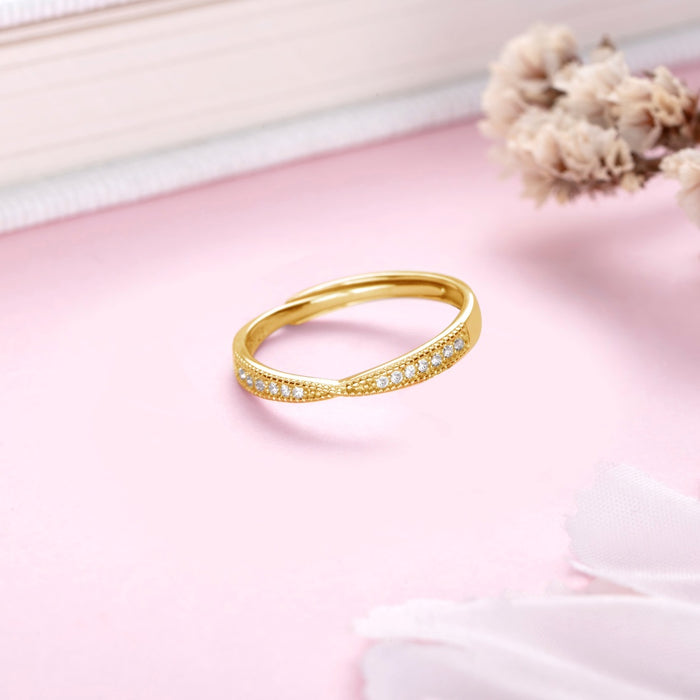Golden Elegance 925 Sterling Silver Gold Plated CZ Ring (Adjustable)