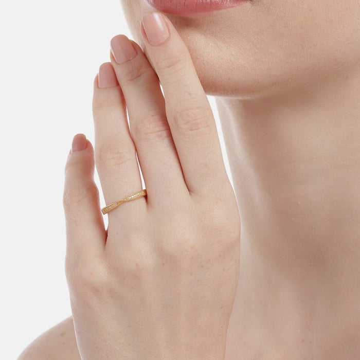 Golden Elegance 925 Sterling Silver Gold Plated CZ Ring (Adjustable)