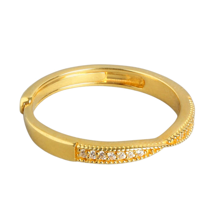 Golden Elegance 925 Sterling Silver Gold Plated CZ Ring (Adjustable)