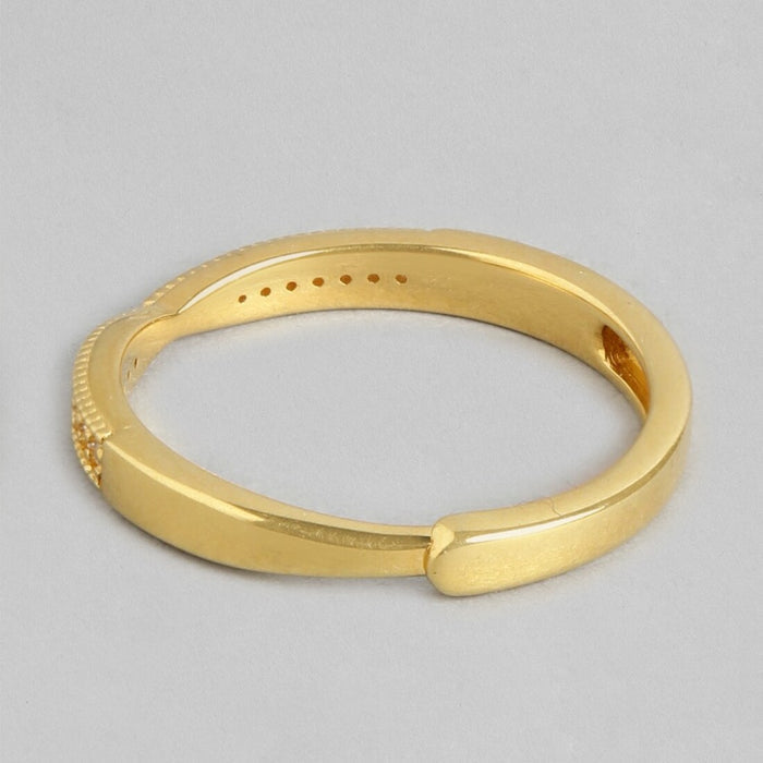Golden Elegance 925 Sterling Silver Gold Plated CZ Ring (Adjustable)