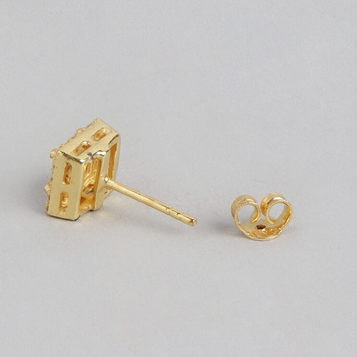 Golden Elegance 925 Sterling Silver Gold-Plated Square Stud Earrings