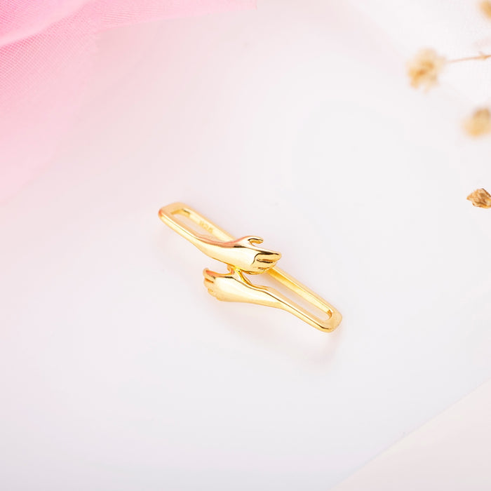 Golden Embrace 925 Sterling Silver Gold-Plated Hug Watch Charm