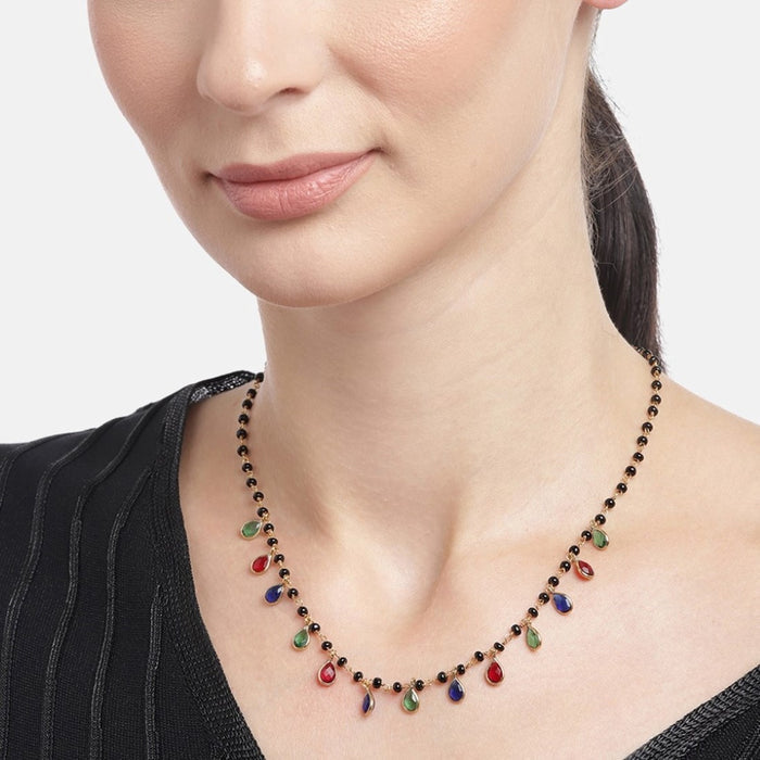 Golden Enchantment 925 Sterling Silver Gold-Plated Cubic Zirconia Mangalsutra