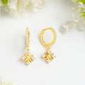 Golden Flowerfall CZ Gold Plated 925 Silver Hoop Earrings