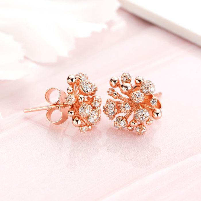 Golden Foliage Rose gold Plated 925 Sterling Silver Earrings