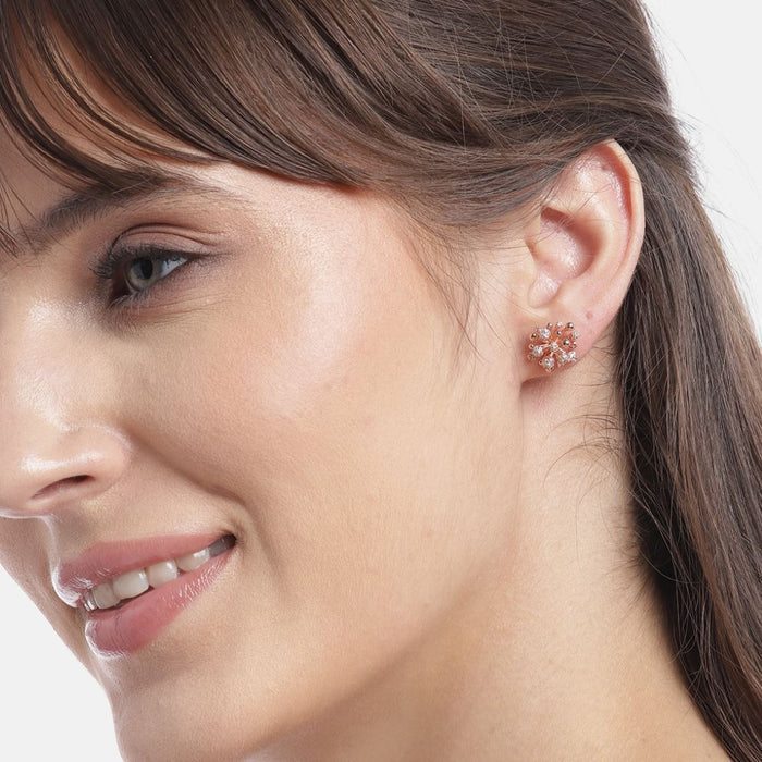 Golden Foliage Rose gold Plated 925 Sterling Silver Earrings