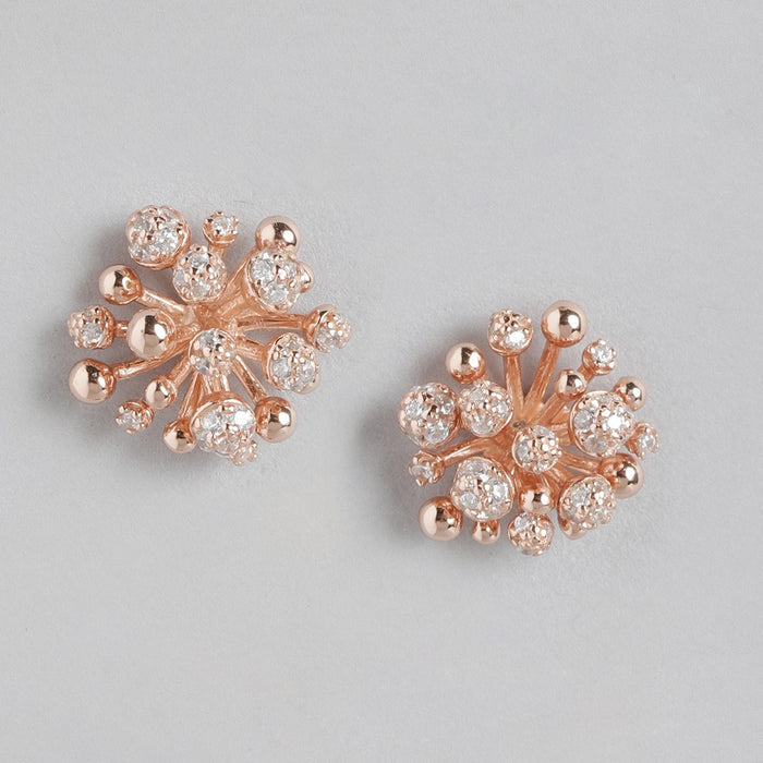 Golden Foliage Rose gold Plated 925 Sterling Silver Earrings