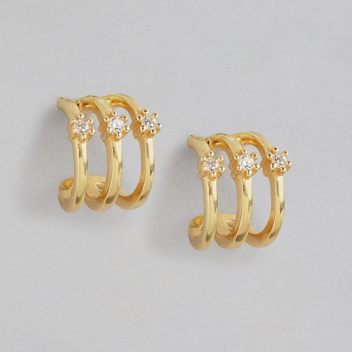 Golden Glamour Cubic Zirconia 925 Sterling Silver Earcuff
