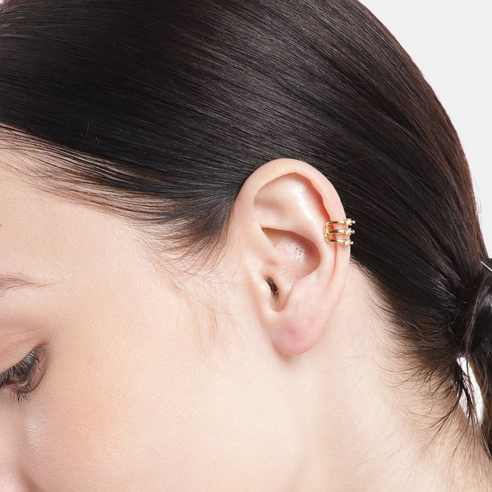 Golden Glamour Cubic Zirconia 925 Sterling Silver Earcuff