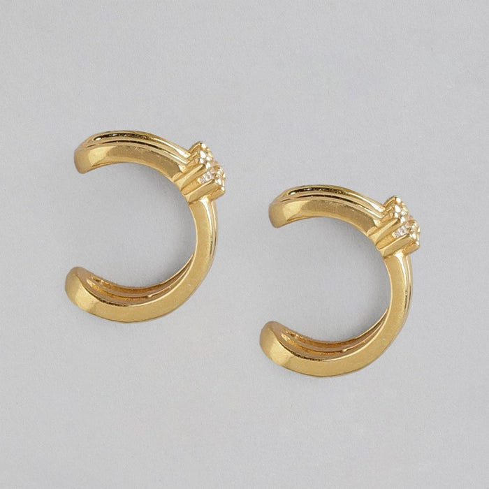 Golden Glamour Cubic Zirconia 925 Sterling Silver Earcuff