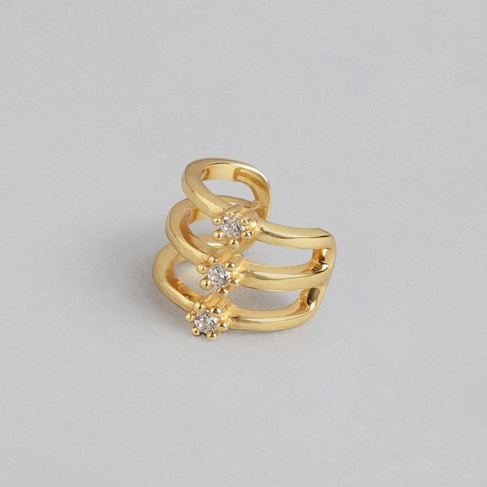 Golden Glamour Cubic Zirconia 925 Sterling Silver Earcuff