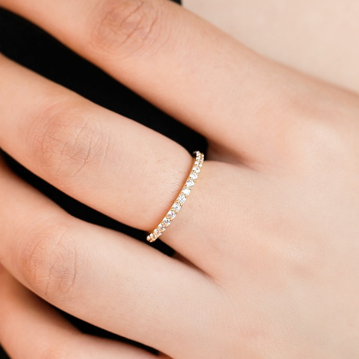 Golden Glamour Cubic Zirconia Gold Plated Sterling Silver Ring (Adjustable)