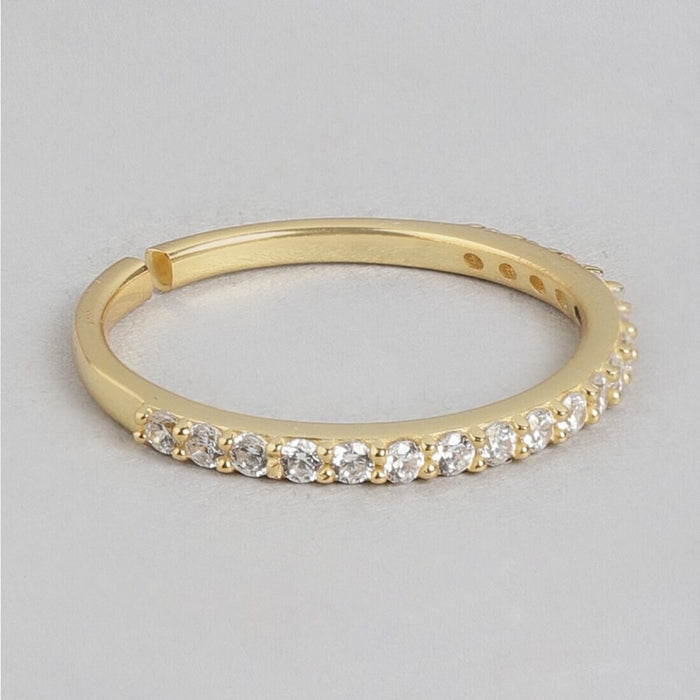 Golden Glamour Cubic Zirconia Gold Plated Sterling Silver Ring (Adjustable)