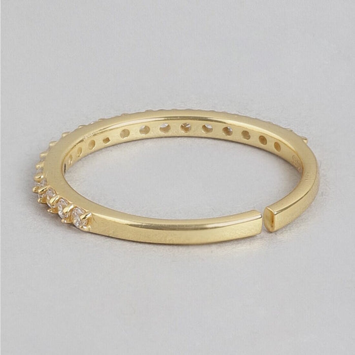 Golden Glamour Cubic Zirconia Gold Plated Sterling Silver Ring (Adjustable)