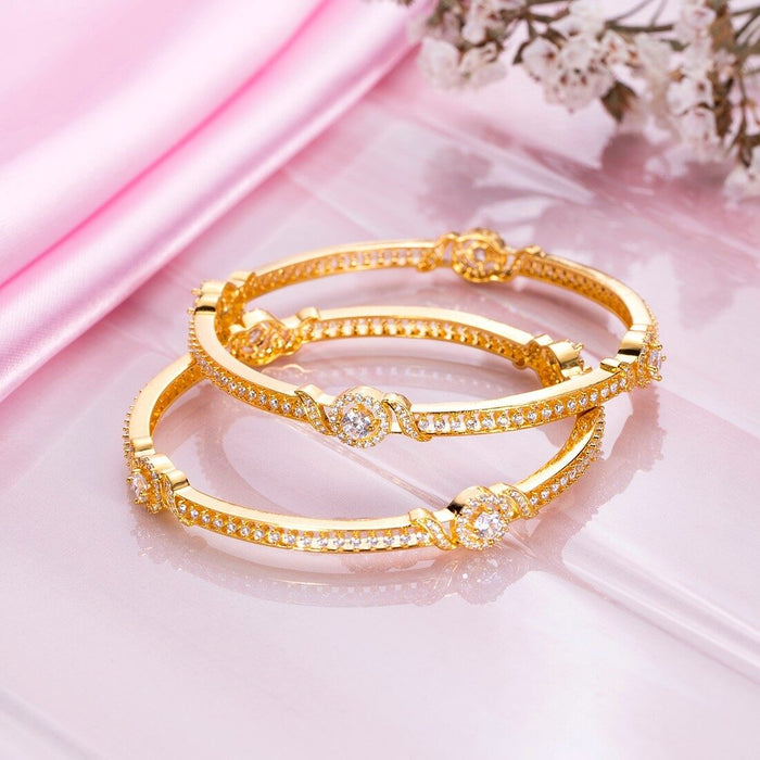 Golden Glamour Sparkling Gold-Plated Bangle in 925 Sterling Silver