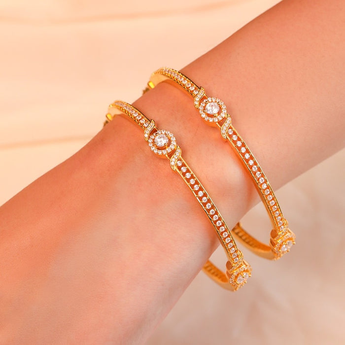 Golden Glamour Sparkling Gold-Plated Bangle in 925 Sterling Silver