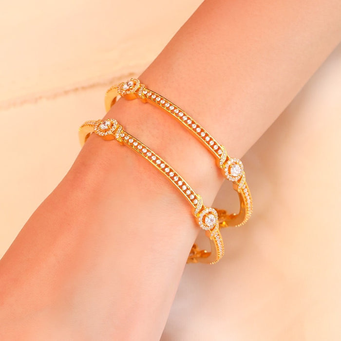 Golden Glamour Sparkling Gold-Plated Bangle in 925 Sterling Silver