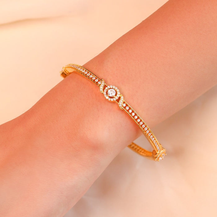 Golden Glamour Sparkling Gold-Plated Bangle in 925 Sterling Silver