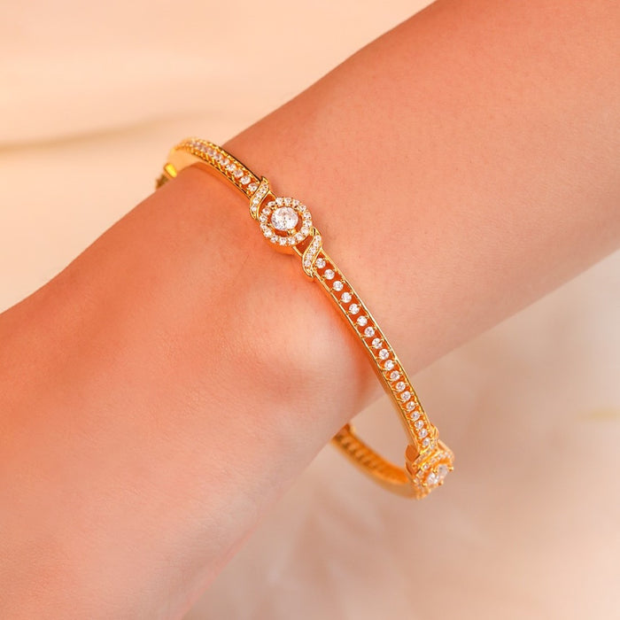 Golden Glamour Sparkling Gold-Plated Bangle in 925 Sterling Silver