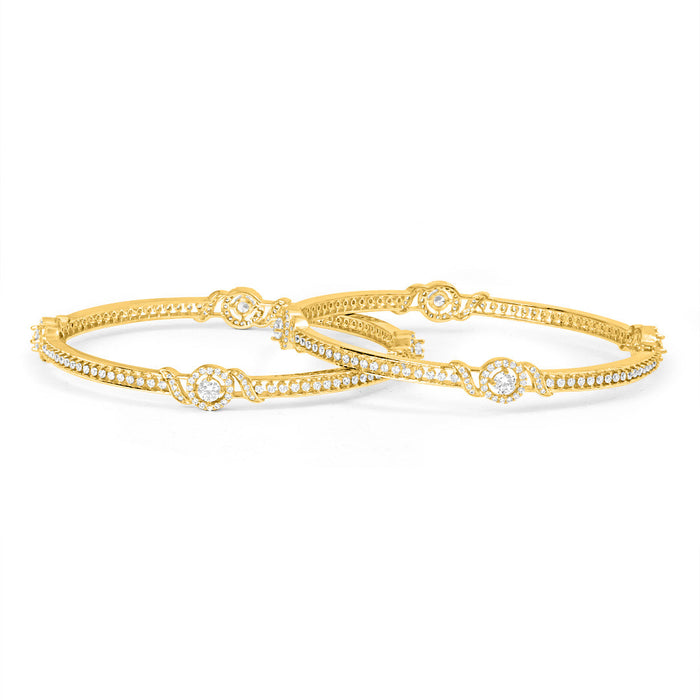 Golden Glamour Sparkling Gold-Plated Bangle in 925 Sterling Silver