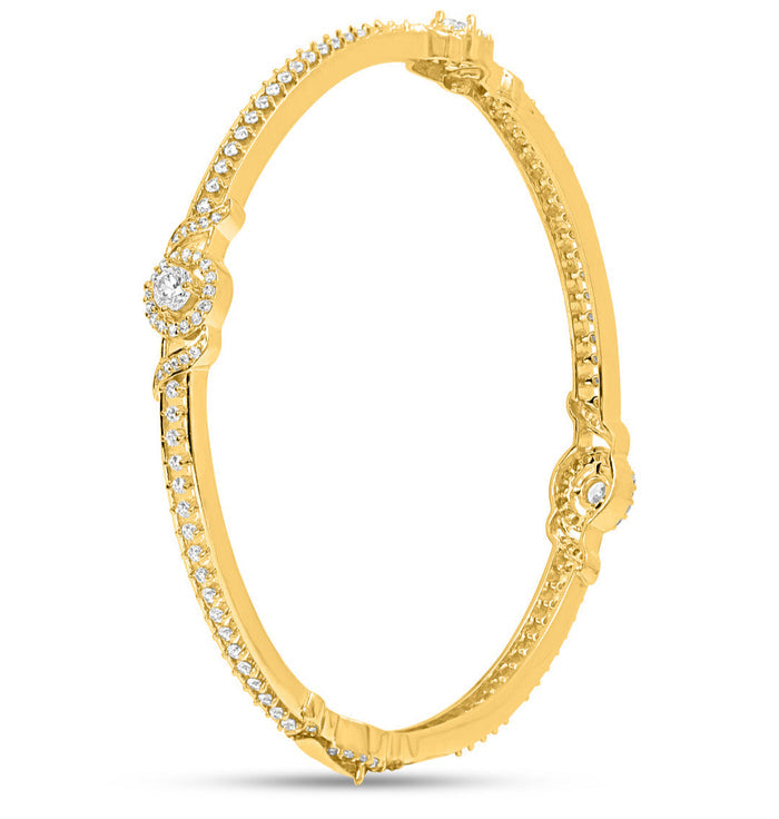 Golden Glamour Sparkling Gold-Plated Bangle in 925 Sterling Silver