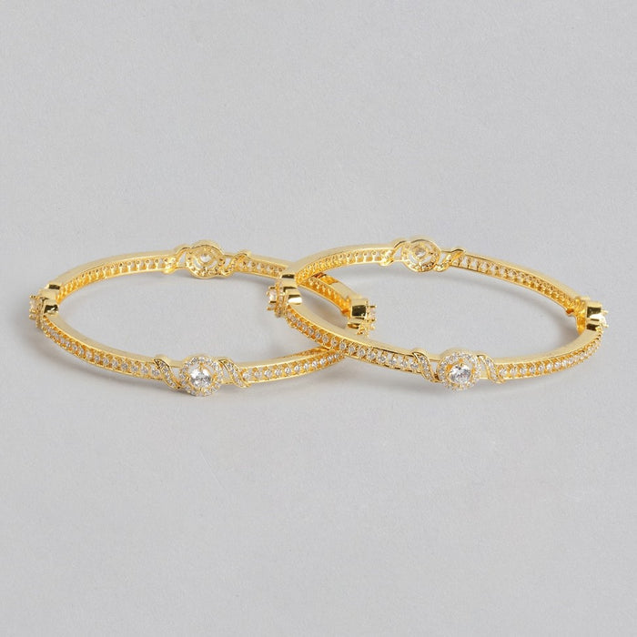 Golden Glamour Sparkling Gold-Plated Bangle in 925 Sterling Silver