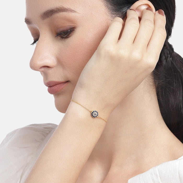 Golden Guardian Eye CZ 925 Sterling Silver Gold-Plated Bracelet