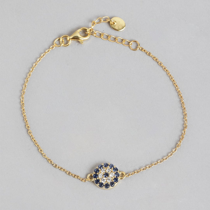 Golden Guardian Eye CZ 925 Sterling Silver Gold-Plated Bracelet