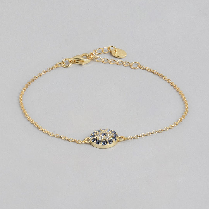 Golden Guardian Eye CZ 925 Sterling Silver Gold-Plated Bracelet