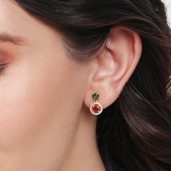 Golden Halo Sparkle Circle Gold Plated 925 Sterling Silver Earrings