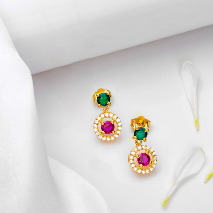 Golden Halo Sparkle Circle Gold Plated 925 Sterling Silver Earrings
